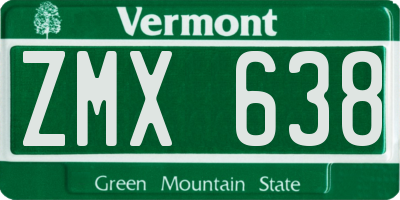VT license plate ZMX638