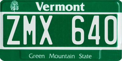 VT license plate ZMX640