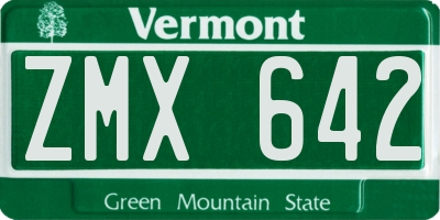 VT license plate ZMX642