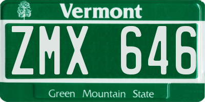 VT license plate ZMX646