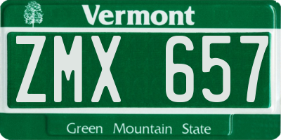 VT license plate ZMX657