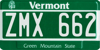 VT license plate ZMX662
