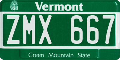 VT license plate ZMX667