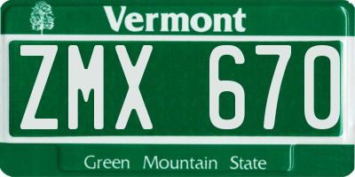 VT license plate ZMX670