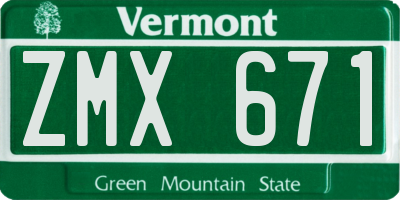 VT license plate ZMX671