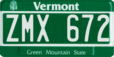 VT license plate ZMX672