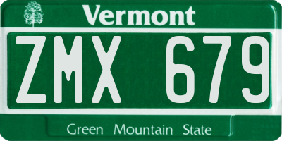 VT license plate ZMX679