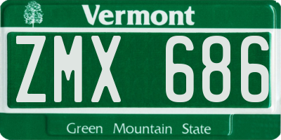 VT license plate ZMX686