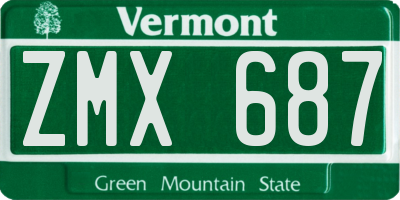 VT license plate ZMX687
