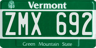 VT license plate ZMX692