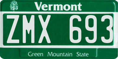 VT license plate ZMX693