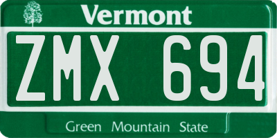VT license plate ZMX694