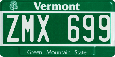 VT license plate ZMX699