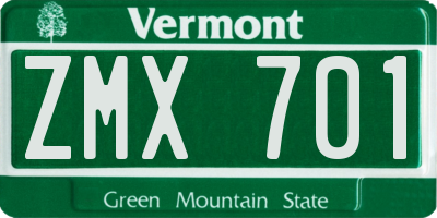 VT license plate ZMX701