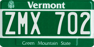 VT license plate ZMX702
