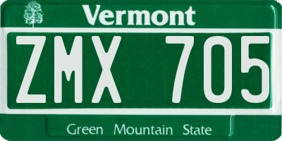VT license plate ZMX705