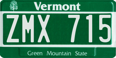 VT license plate ZMX715