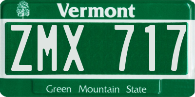 VT license plate ZMX717