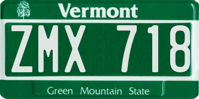 VT license plate ZMX718