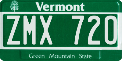 VT license plate ZMX720