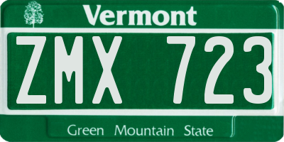 VT license plate ZMX723
