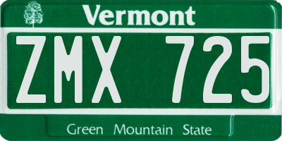 VT license plate ZMX725