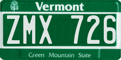 VT license plate ZMX726