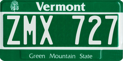 VT license plate ZMX727
