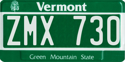 VT license plate ZMX730
