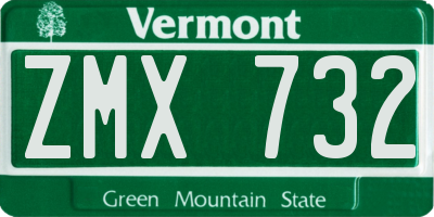 VT license plate ZMX732