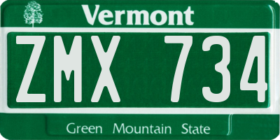 VT license plate ZMX734