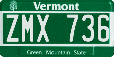 VT license plate ZMX736