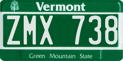 VT license plate ZMX738