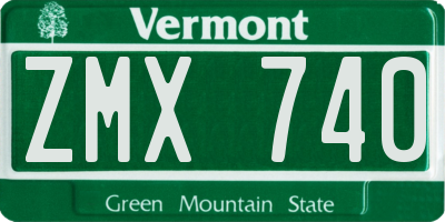 VT license plate ZMX740