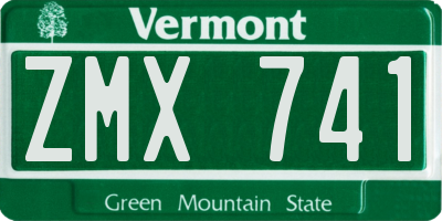 VT license plate ZMX741