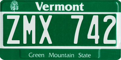 VT license plate ZMX742