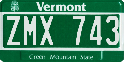 VT license plate ZMX743