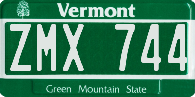 VT license plate ZMX744