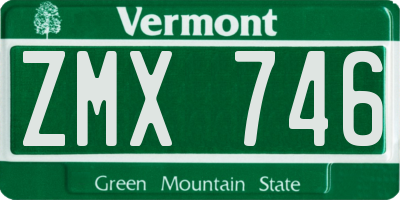 VT license plate ZMX746