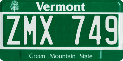 VT license plate ZMX749