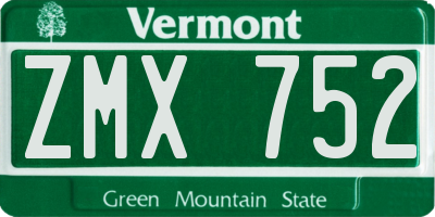VT license plate ZMX752