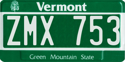 VT license plate ZMX753