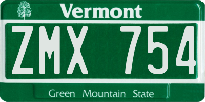 VT license plate ZMX754