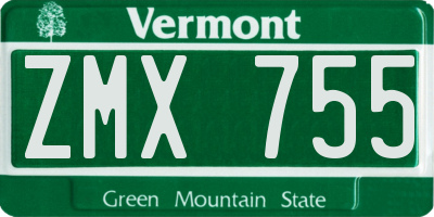 VT license plate ZMX755