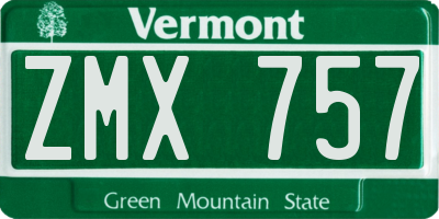 VT license plate ZMX757