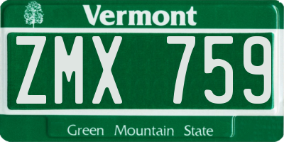 VT license plate ZMX759