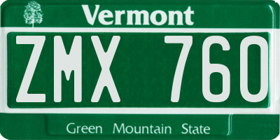 VT license plate ZMX760