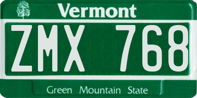 VT license plate ZMX768
