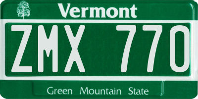 VT license plate ZMX770