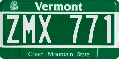 VT license plate ZMX771